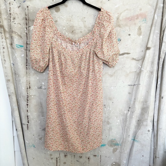 Reformation Vivi Dress in Siesta, Ditzy Floral Mini Babydoll Square Neck - Picture 2 of 5